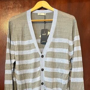 Men’s Onassis 100% Linen Tuscan Stripe Cardigan Sweater